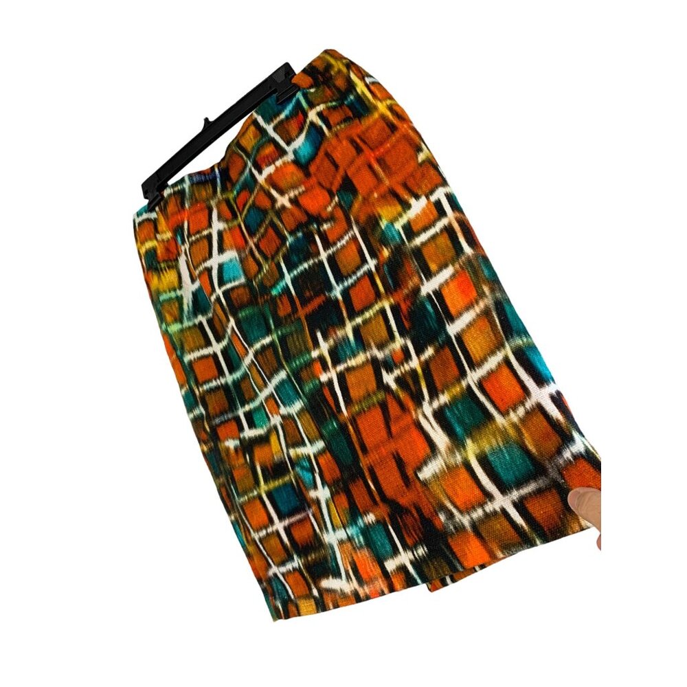 Lafayette 148 N.Y. Womens Geometric Print Pencil Skirt Size 10 100% Cotton